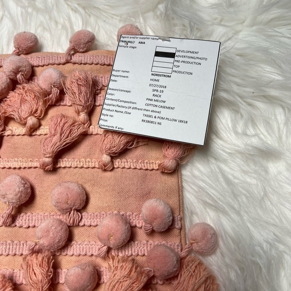 nordstrom gorgeous pink mellow tassel and pom pillow sham. NWT - Picture 3 of 6